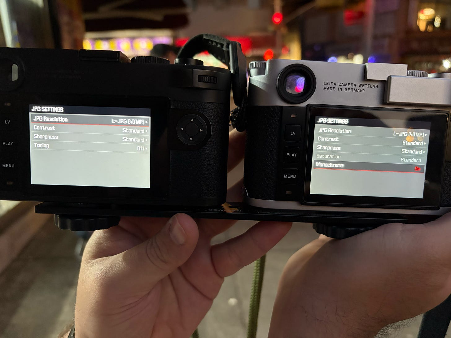 Image comparing the Leica M10-R with Leica Monochrom quality, side-by-side.