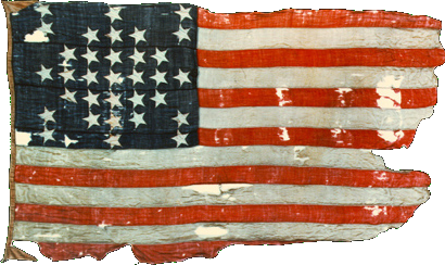 U.S. flag of 1861, with damage