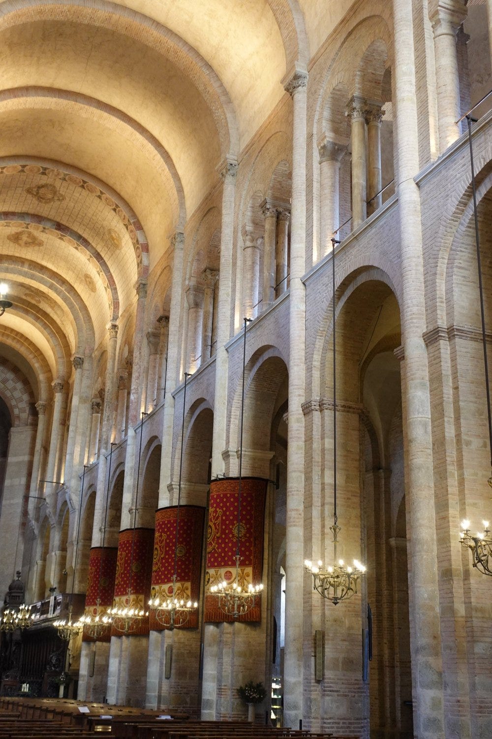 Stone Arches and Pillars, Basilica de Saint Sernin, Toulouse, France Stone Arches and Pillars, Basilica de Saint Sernin, Toulouse, France