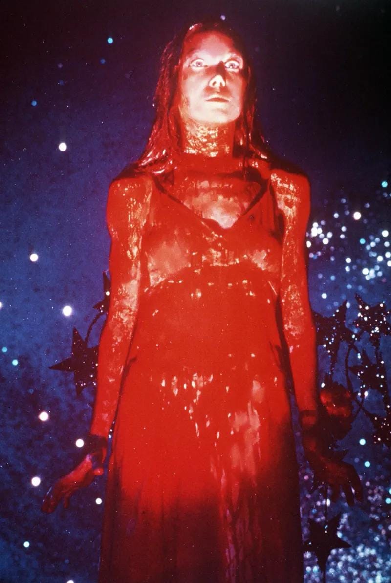 Sissy Spacek als Carrie White tijdens prom night in Brian De Palma's Carrie uit 1976 Sissy Spacek als Carrie White tijdens prom night in Brian De Palma's Carrie uit 1976