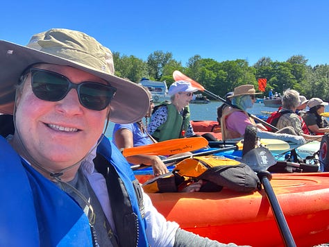 Colorful kayaks in rivers and lakes