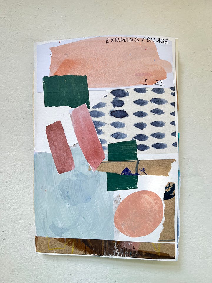 Handmade sketchbook with mixed media collage pages