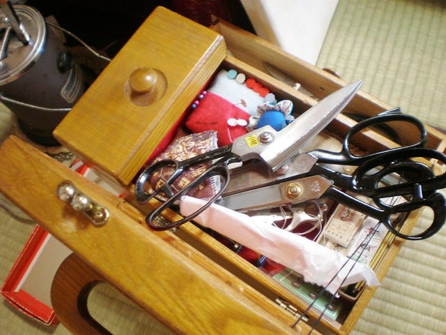 Sewing Box with Scissors Sewing Box with Scissors