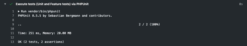 Execute tests (Unit and Feature tests) via PHPUnit Execute tests (Unit and Feature tests) via PHPUnit
