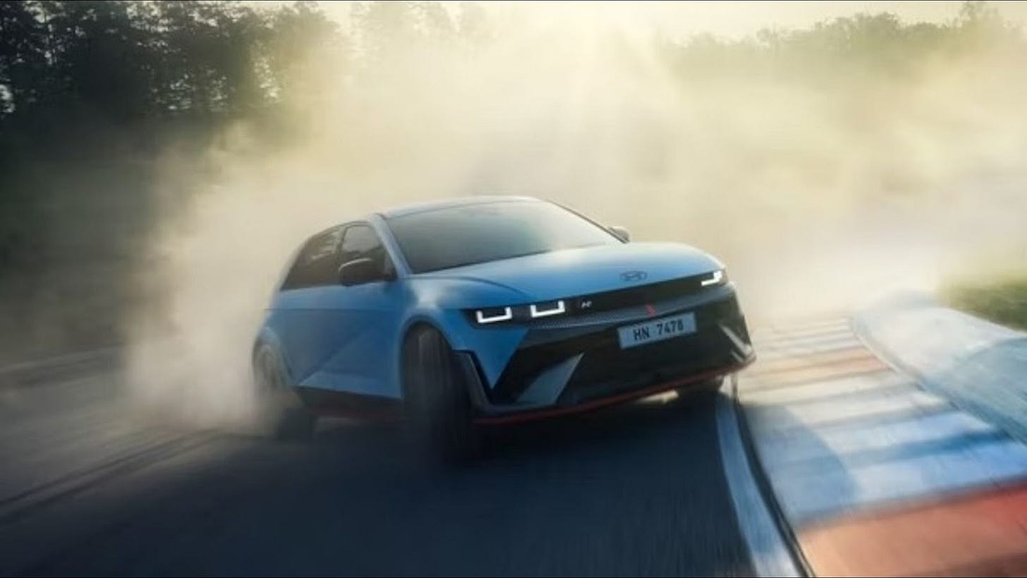 The Hyundai Ioniq 5 N on a race track