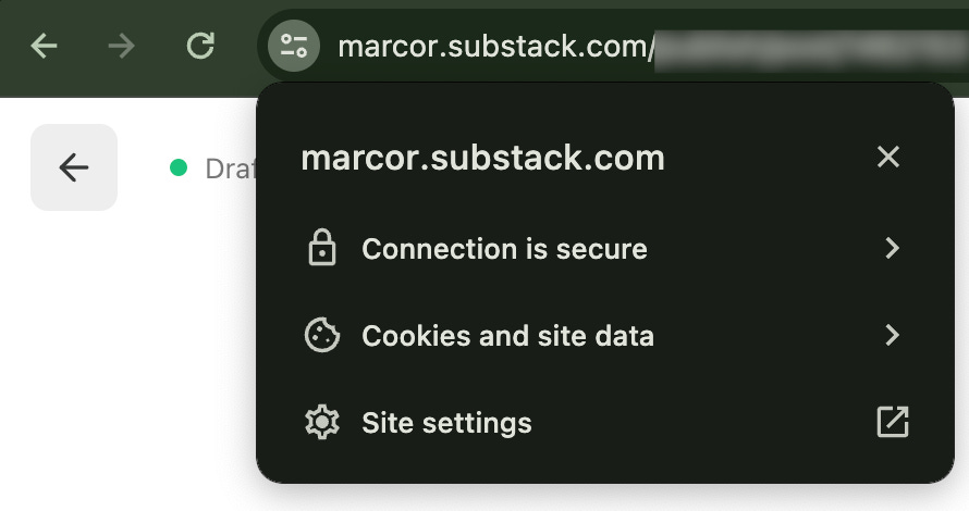 A signifier is expanded showing the connection is secure