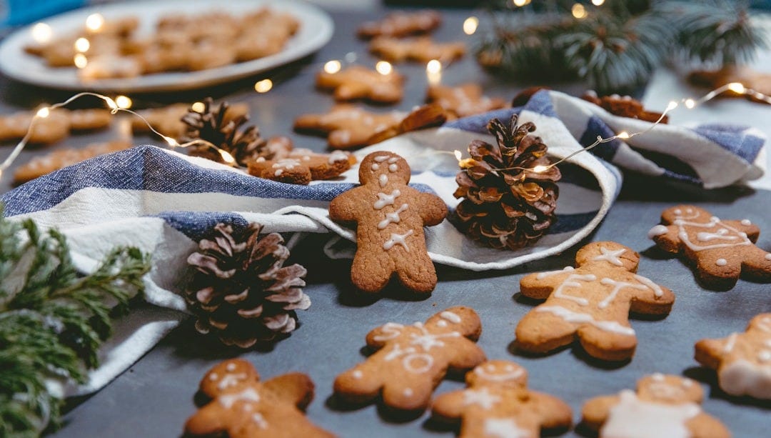 brown cookies on white ceramic plate