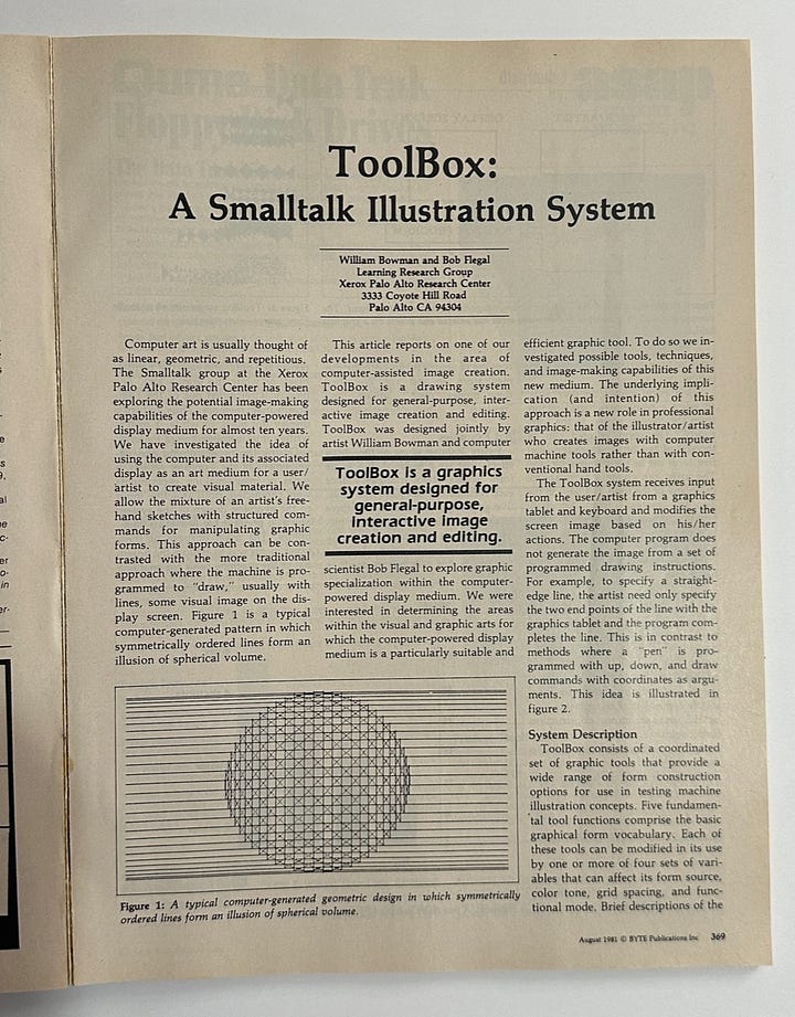 Including some of the earliest artwork done on a computer by Bowman, Okra, Foot and others