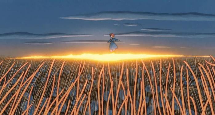 Nausicaa being resuscitated by the golden tentacles of Ohmu (Nausicaa of the Valley of the Wind)