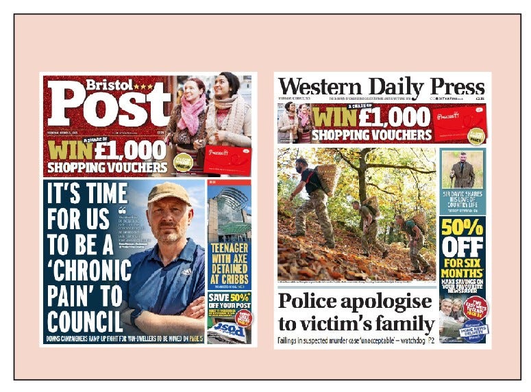 P1 of the Bristol Post and Western Daily Press