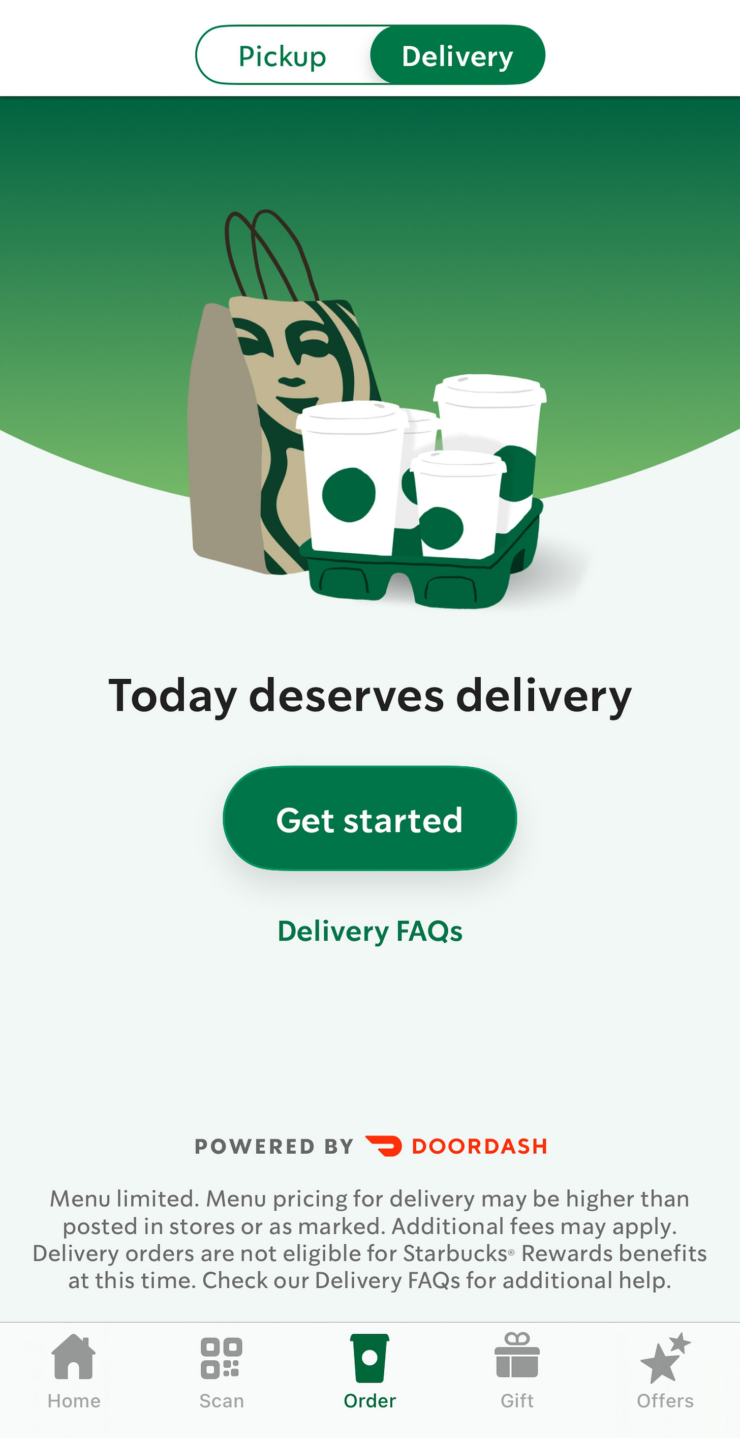 Starbucks mobile view