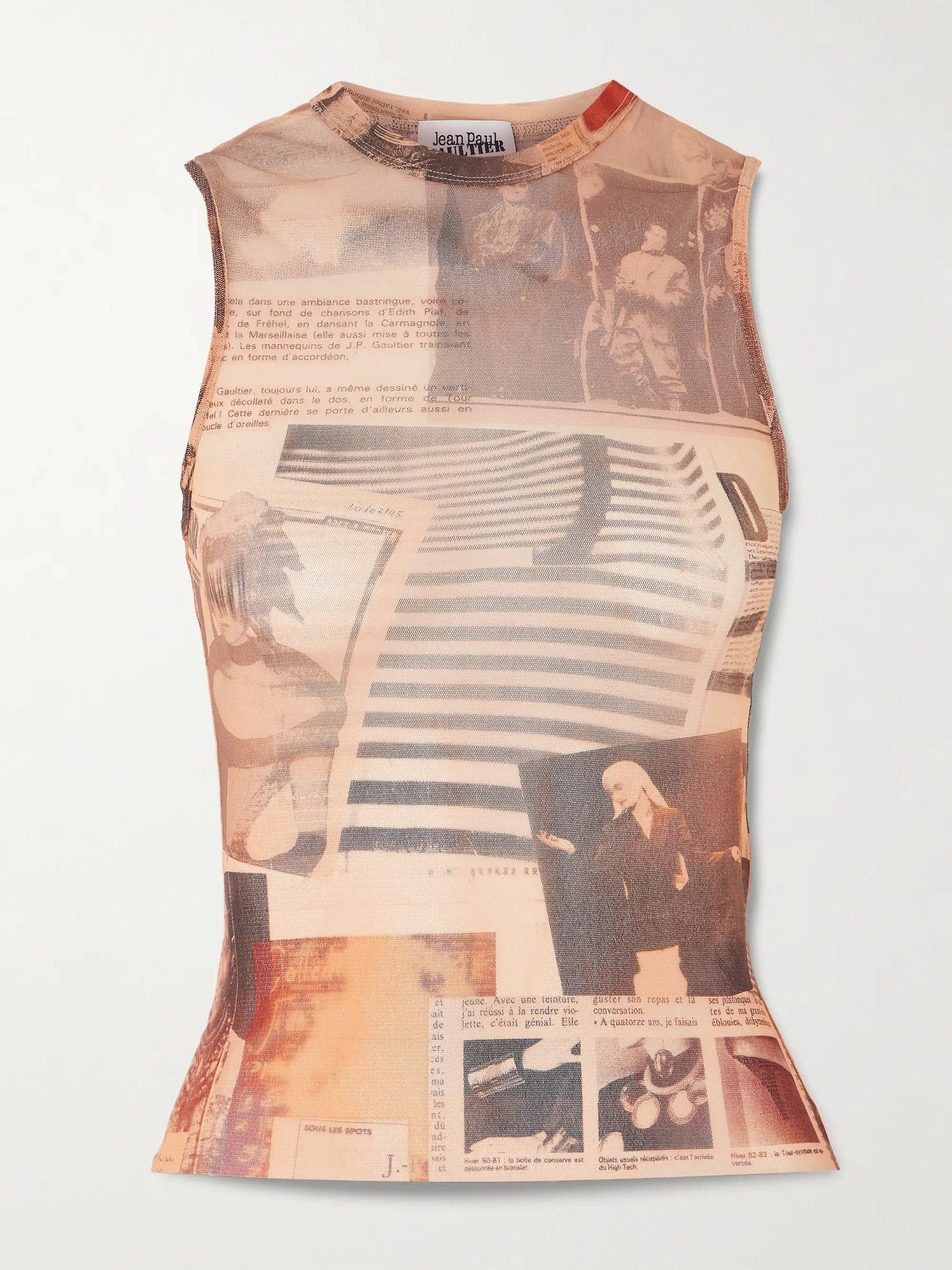 JEAN PAUL GAULTIER Journal printed mesh top | NET-A-PORTER