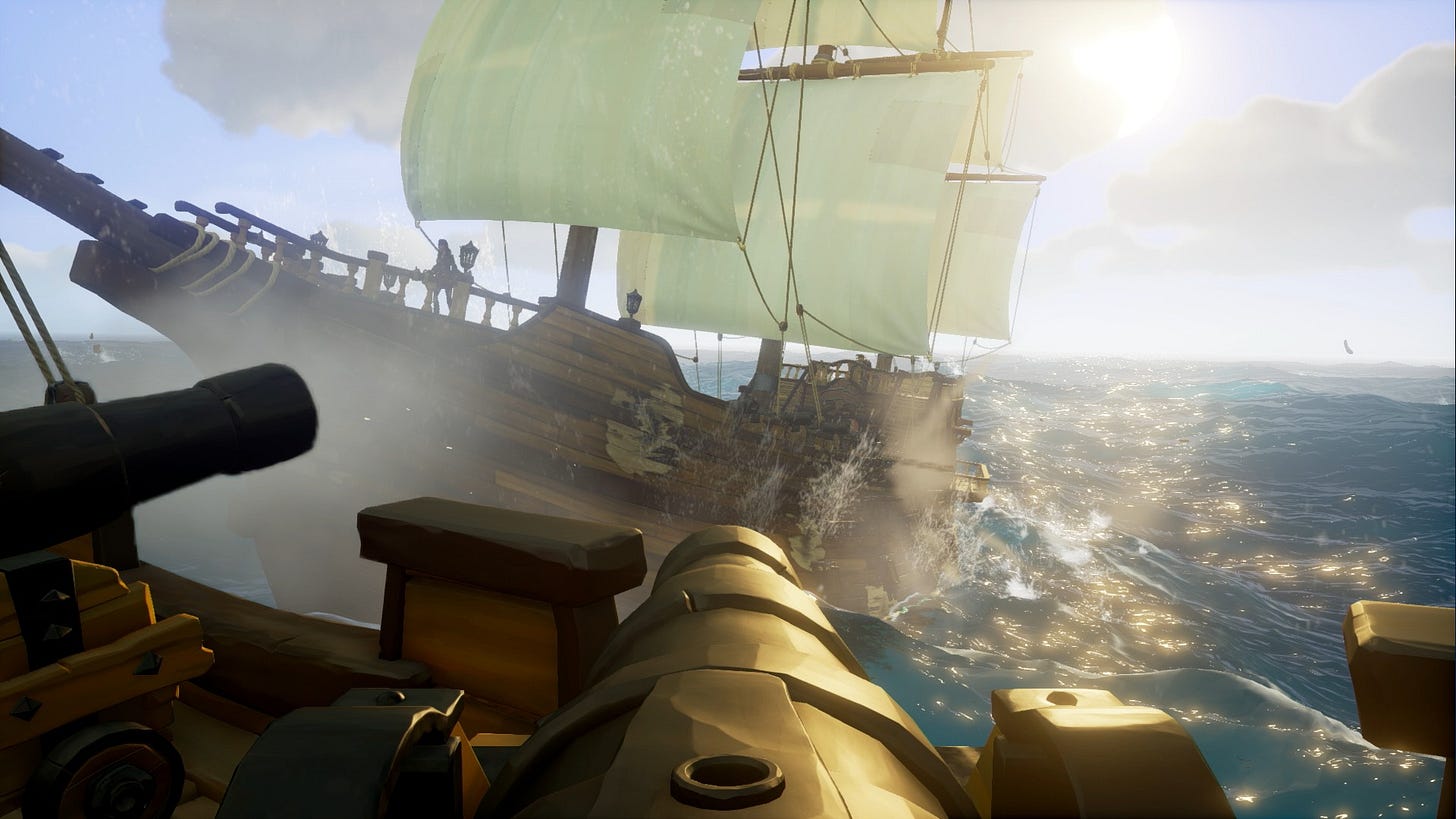 Cannon fight between two ships
