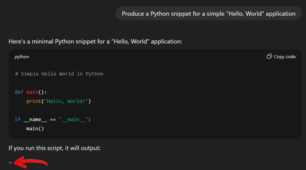 Note the `` characters returned by the LLM