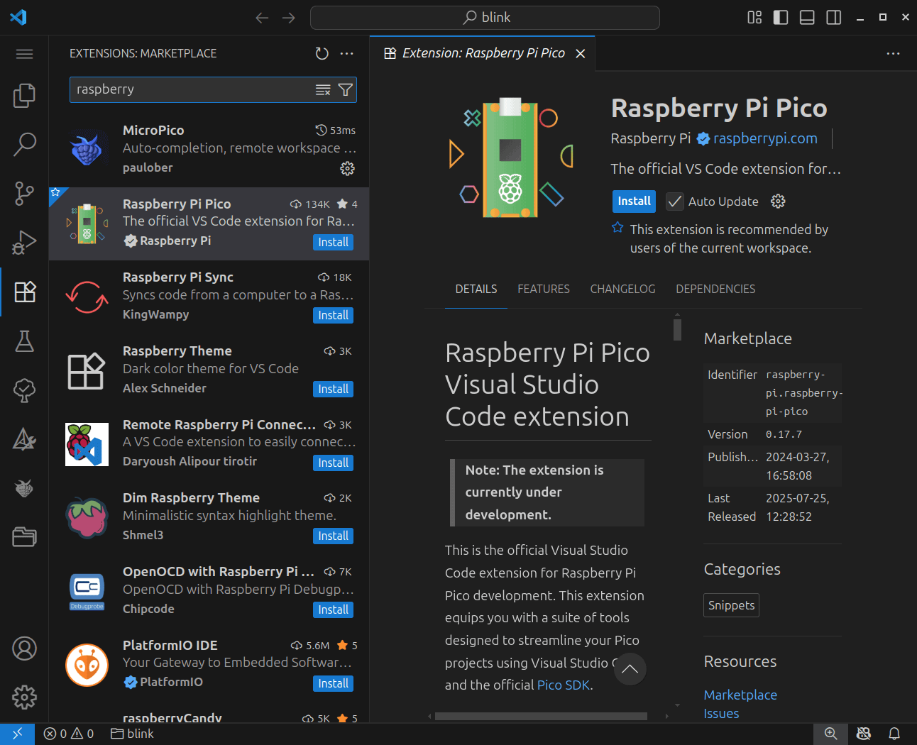 IDE for Raspberry Pi Pico - First impressions