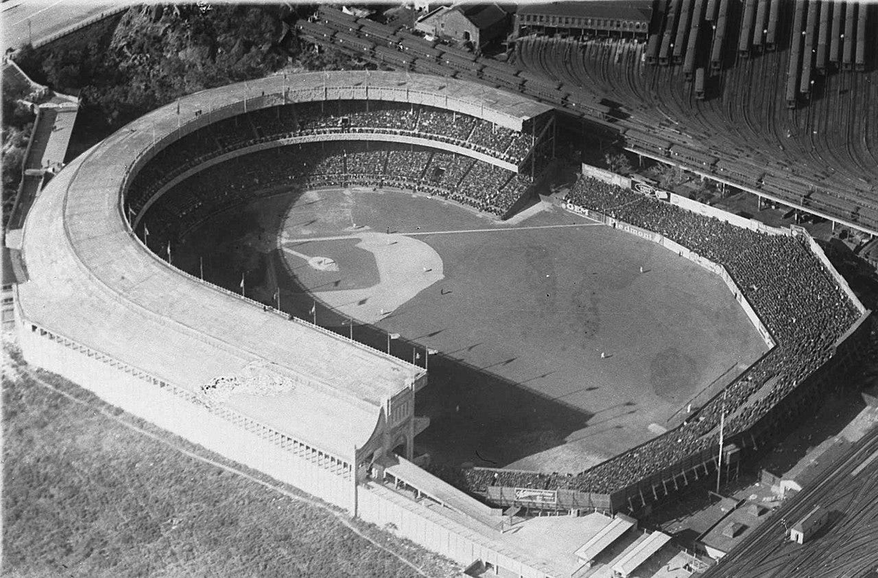 Aerial view of the Polo Grounds circa early 1920s.