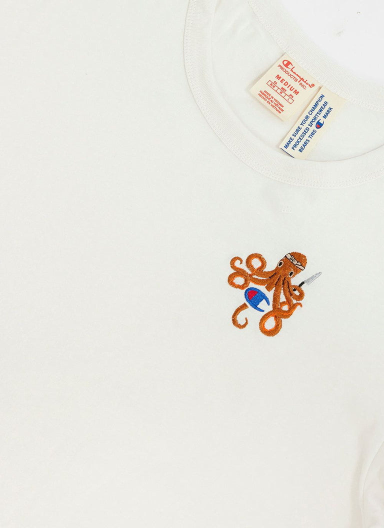 Itamae Octopus T Shirt | Champion and Percival | White
