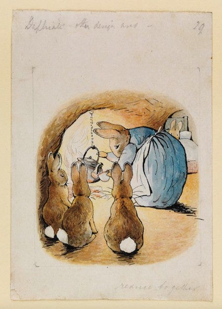 Image extraite des aventures de Pierre Lapin, de Beatrix Potter Image extraite des aventures de Pierre Lapin, de Beatrix Potter
