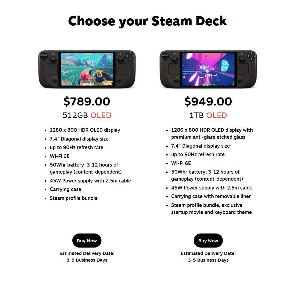 Steam Deck OLED prices Steam Deck OLED prices
