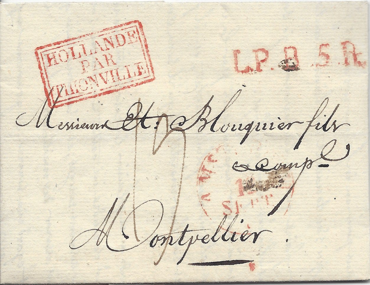 1836 folded letter from Holland to France
