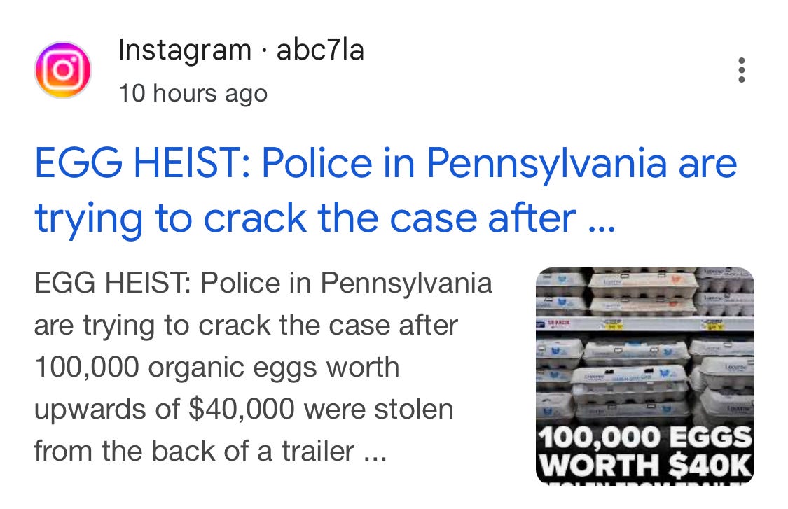 Egg Heist: Police in Pennsylvania are trying to crack the case