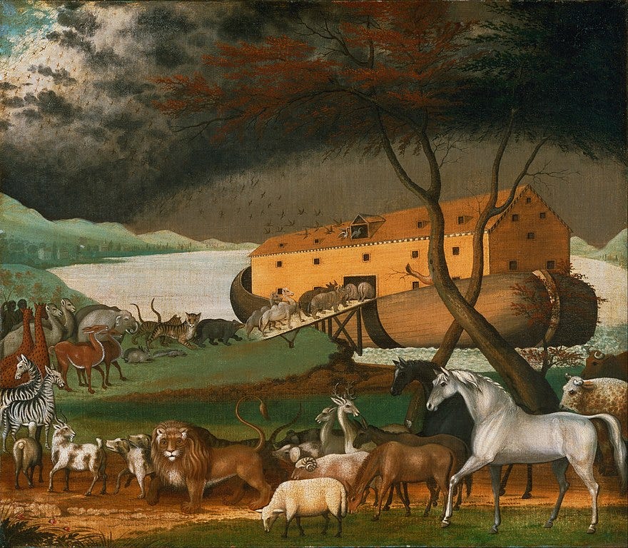 https://upload.wikimedia.org/wikipedia/commons/thumb/3/31/Edward_Hicks%2C_American_-_Noah%27s_Ark_-_Google_Art_Project.jpg/880px-Edward_Hicks%2C_American_-_Noah%27s_Ark_-_Google_Art_Project.jpg