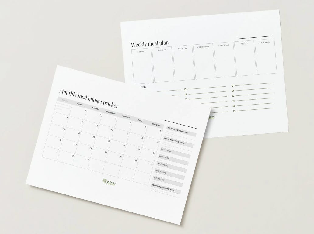 monthly food budget tracker, plus a weekly meal plan template to help you stay organized and on budget for the upcoming month of June