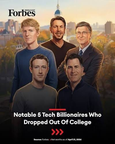 Forbes Middle East | 📌A small group of tech founders turned early exits  from college into global businesses worth billions. From Mark Zuckerberg  and Bill Gates... | Instagram