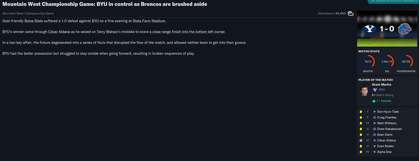 Football Manager 2023 Match Review