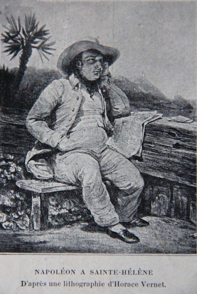 Napoleon Bonaparte at Saint Helena, after a lithograph by Horace Vernet, 19th century © Margaret Rodenberg