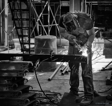 Steve Bennett's sample street photographs (the world as seen) and composite artworks )the world as reimagined)