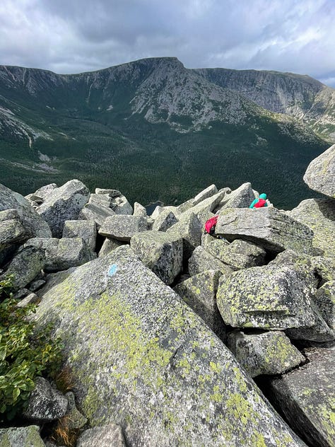 Hiking Pamola Peak, Knife Edge Trail, Chimney Peak, Dudley Trail, Maine North Woods, Maine Wilderness