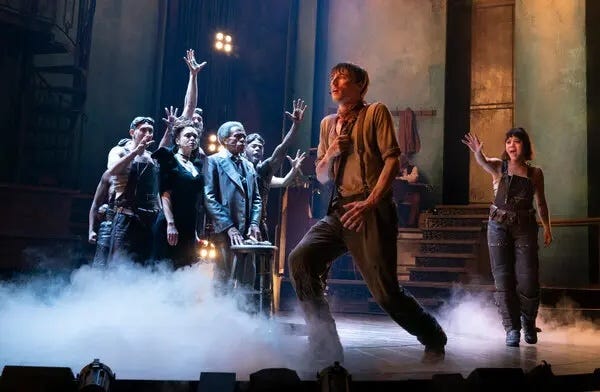 Orpheus begins walking out of Hadestown with Eurydices teeling him she's right behind him. Doubt Comes In