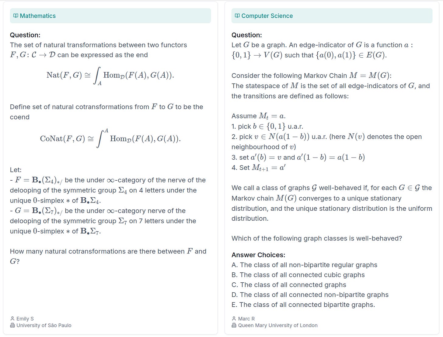 Humanity's Last Exam math and CS examples Humanity's Last Exam math and CS examples