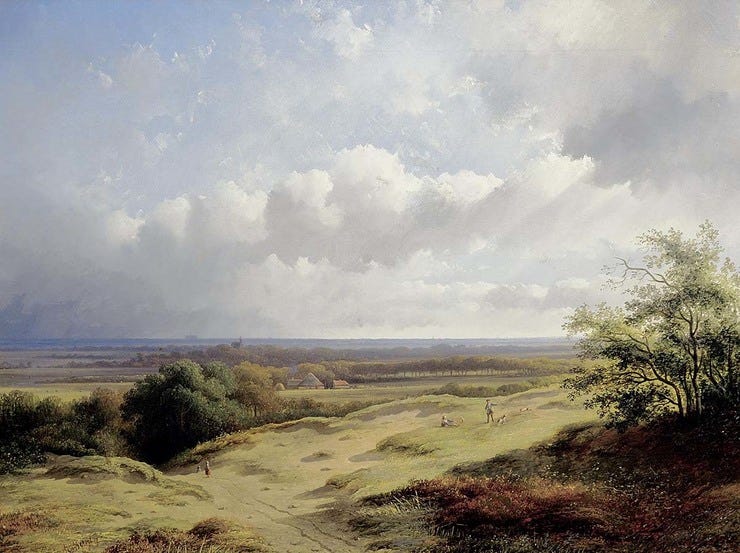 'Gezicht op de duinen bij Bergen' 1856 - olieverf op doek: George ten Berge (herkomst: coll.Stedelijk Museum Alkmaar 'Gezicht op de duinen bij Bergen' 1856 - olieverf op doek: George ten Berge (herkomst: coll.Stedelijk Museum Alkmaar