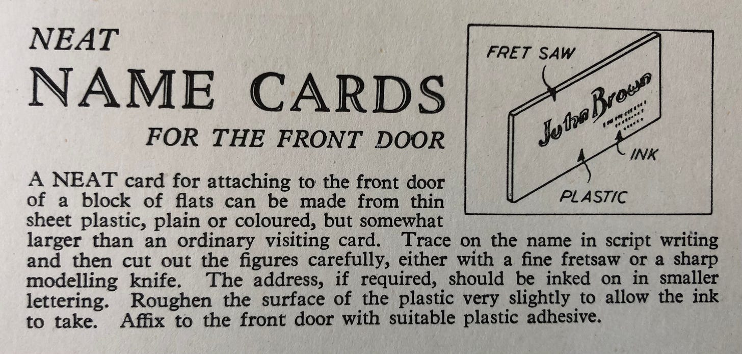 Title: Neat name cards for the front door