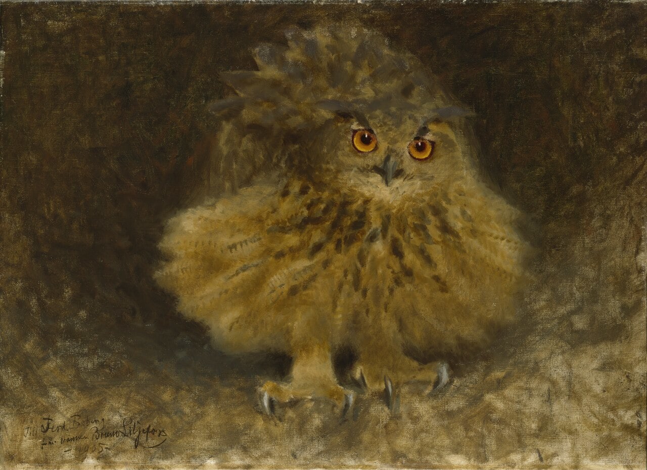 A great eagle owl on a rock at dusk A great eagle owl on a rock at dusk