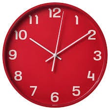 PLUTTIS Red Analogue Wall Clock 28 cm ...