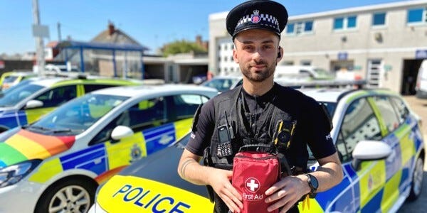PC Ryan Scott with a bleed prevention kit
