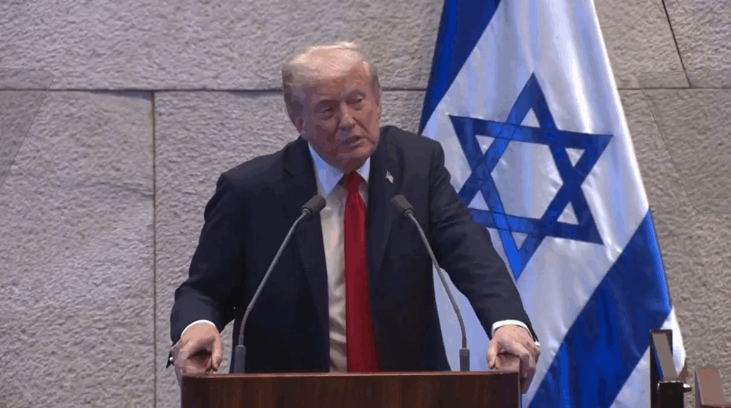 Trump announces peace at the Israeli Knesset.