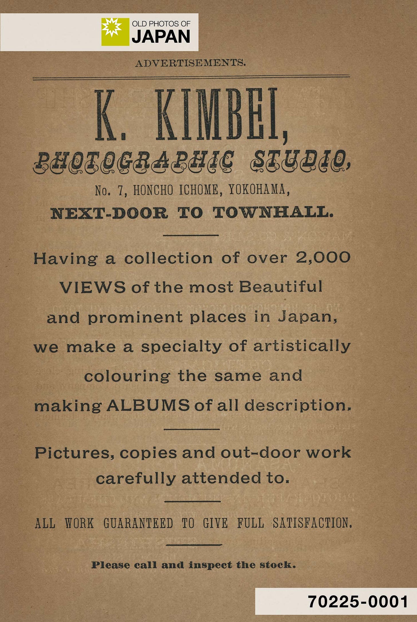 Ad for the Kimbei studio in the 1890 Keeling's Guide to Japan Ad for the Kimbei studio in the 1890 Keeling's Guide to Japan