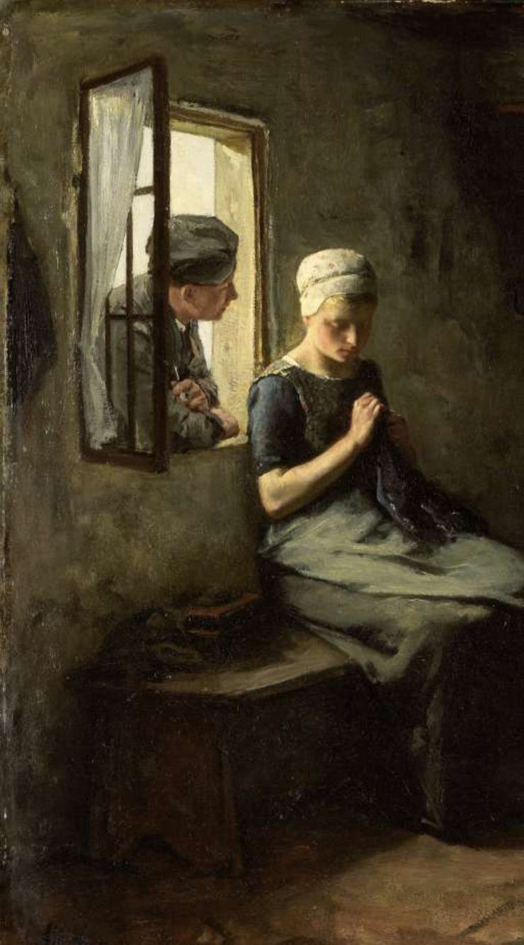 'Vissersvrijage' - Olieverf op doek: Albert Neuhuys (bron: Rijksmuseum)
