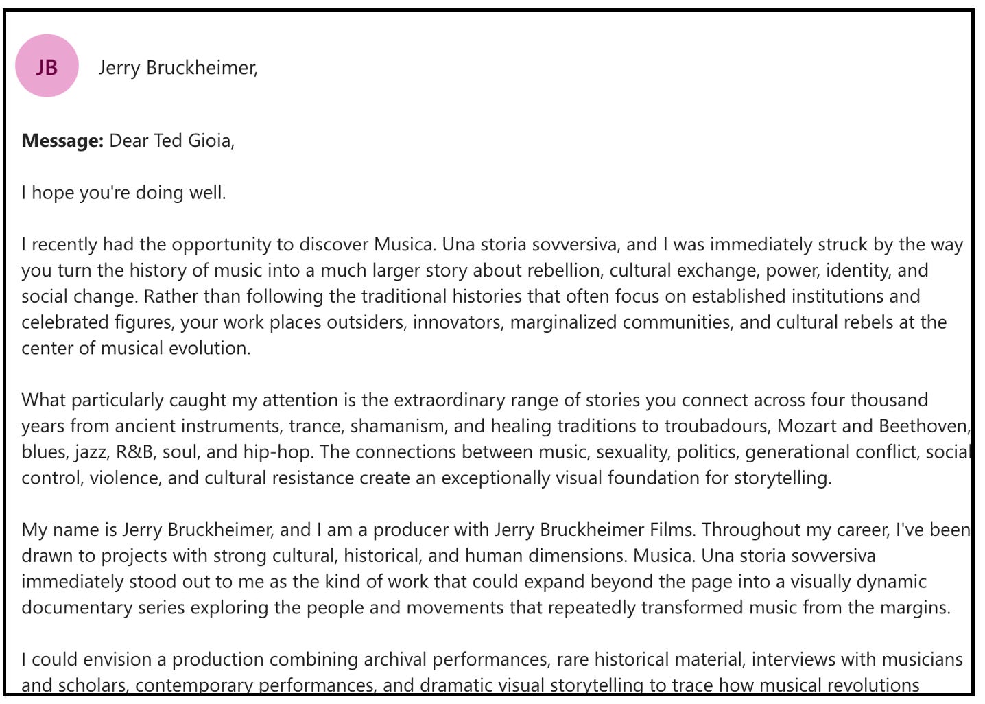 Screenshot of an email Screenshot of an email