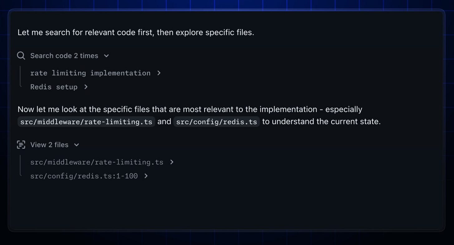 Agent session logs for Copilot coding agent showing the semantic search tool being used Agent session logs for Copilot coding agent showing the semantic search tool being used