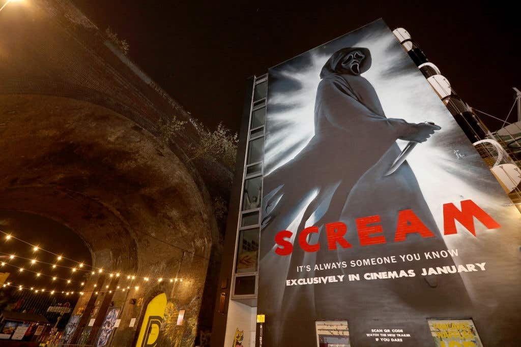 Paramount Pictures unveils the immense, spray-painted first look at the Scream interactive poster in Birmingham's creative hub at The Custard Factory. Scream 7 is the latest movie in the franchise. Paramount Pictures unveils the immense, spray-painted first look at the Scream interactive poster in Birmingham's creative hub at The Custard Factory. Scream 7 is the latest movie in the franchise.