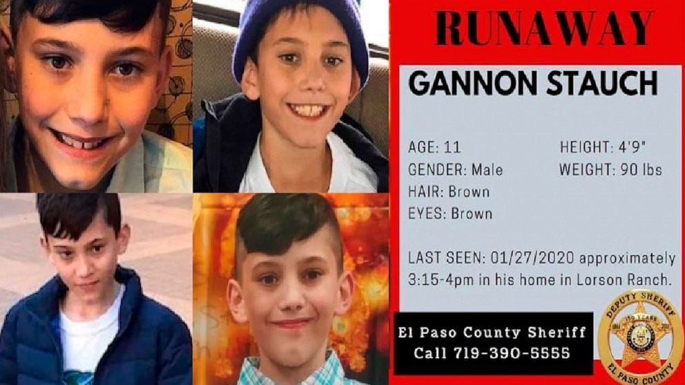 Mother of Gannon Stauch, missing 11-year-old Colorado boy, says she can't  help have 'bad thoughts' - ABC News