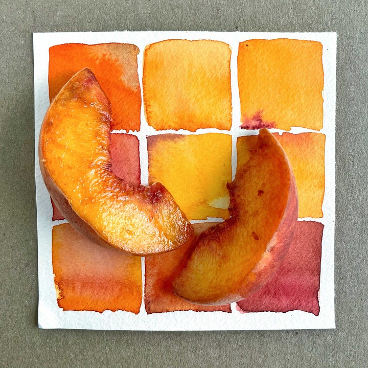 peaches watercolor