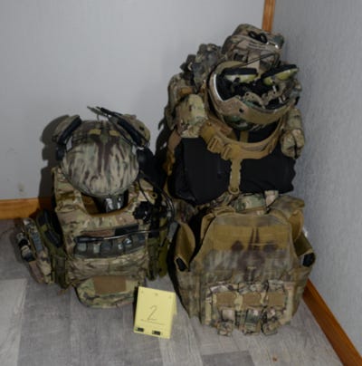 Tactical gear recovered by FBI Tactical gear recovered by FBI