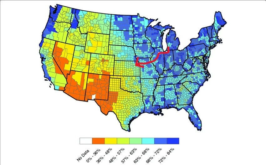 US average relative humidity