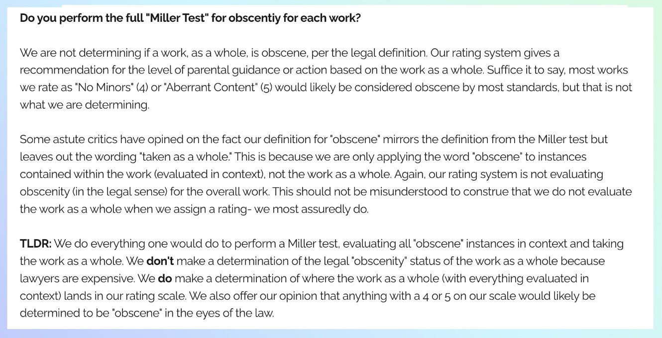 booklook.info notes on why they don't bother with the miller test.